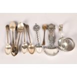 Two Norwegian silver spoons; other silver to include spoons and napkin ring etc