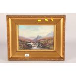 J E Davies, Pair of Scottish scenes, oil on canvas in gilt frames ( 50 * 39.5 cm including frame )