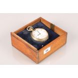 Silver plated M. M. & Co goliath pocket watch; in fitted walnut box