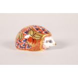Royal Crown Derby Imari porcelain paperweight; Hedgehog; with gold button