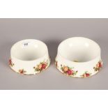 Two Royal Albert Old Country Roses dog bowls (2)
