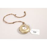 Silver and white metal cased pocket watch; with white enamel dial and black painted Roman numerals