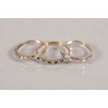 Three 9 carat gold gem set rings; 5.4g