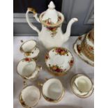 Twenty four pieces of Royal Albert Old Country Roses coffee set to include cups; saucers etc