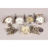 Assorted white metal pocket watches