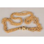 Ladies 18 carat gold five strand rope twist necklace, with a spherical clasp set with diamonds,