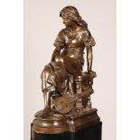 Eugene Antoine Aizelin (French 1821-1902) Bronze sculpture, signed, dated 1880 with foundry stamp