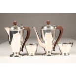 Four piece silver tea service, Birmingham 1940, consisting of teapot, water jug, sugar and cream