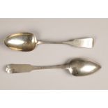 Two Irish silver serving spoons, assay marked Dublin 1814 Matthew West, and 1804 William Ward, total