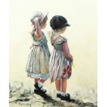 Keith Proctor (British born 1961) Framed oil on canvas, signed, dated 2011 'Two Girls' 59.5cm x 49cm