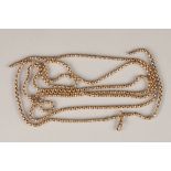 9 carat gold curb link pocket watch chain, length 90cm, 60g