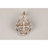 Diamond set brooch with pendant mount, unmarked metal set with old cut diamonds, centre stone 0.2