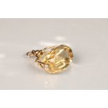 Nine carat gold mounted citrine fob