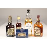 Five assorted bottles of whisky including: 12 year old Chivas Regal Blended scotch whisky, 43%