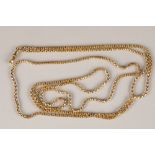 9 carat yellow gold double belcher chain, length 77cm, 35g