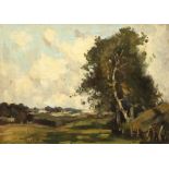James Taylor Brown (Scottish 1868-1923) Framed oil on board, signed 'Ayrshire Pastoral Landscape'