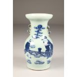 19th century Chinese vase, baluster form, with applied Buddhist dogs to neck, decorated with figures