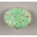 Ladies carved jade brooch