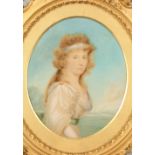Large gilt framed miniature on paper A Young Lady , unsigned 13cm x 15cm