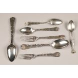 Suite of Tiffany and Co silver cutlery, wave edge pattern (1884-1955), stamped sterling,