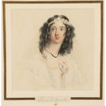 Unsigned Framed watercolour 'Portrait 'Flora MacDonald' 11cm x 11cm