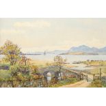 William A Abell (Scottish Exh 1917-1951) Gilt framed watercolour, signed 'Old Bridge Ettrick Bay,