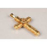 18 carat gold crucifix, with a central set oval cut diamond, weight 16g, 50mm x 33mm