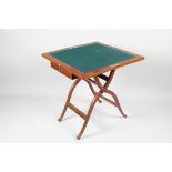 19th/20th century mahogany folding card table with a single fitted drawer, square top, 68cm x 68cm