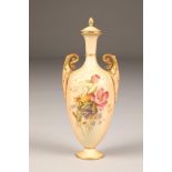 A Royal Worcester twin handled vase, decorated with hand painted wild flowers, shape G790, date