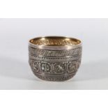 Sterling silver embossed sugar bowl decorated with twelve signs of the Zodiac, Wakely and Wheeler,