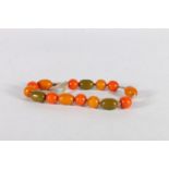 Amber coloured beaded necklace, 45.5g.