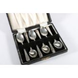 Cased set of six sterling silver teaspoons, Cooper Brothers and Sons, Sheffield, 1957, 56 grams.