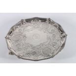 Georgian sterling silver salver with ram head and thistle decoration, John Crouch I and Thomas