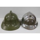 Reproduction French style fireman's helmet and another. (2)