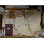 DOCUMENTS & EPHEMERA - POSTAL HISTORY ETC.  Large box of miscellaneous items, stamped envelopes,