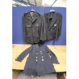 Three dress uniforms to include a black tunic from The Coldstream Guards.(3)