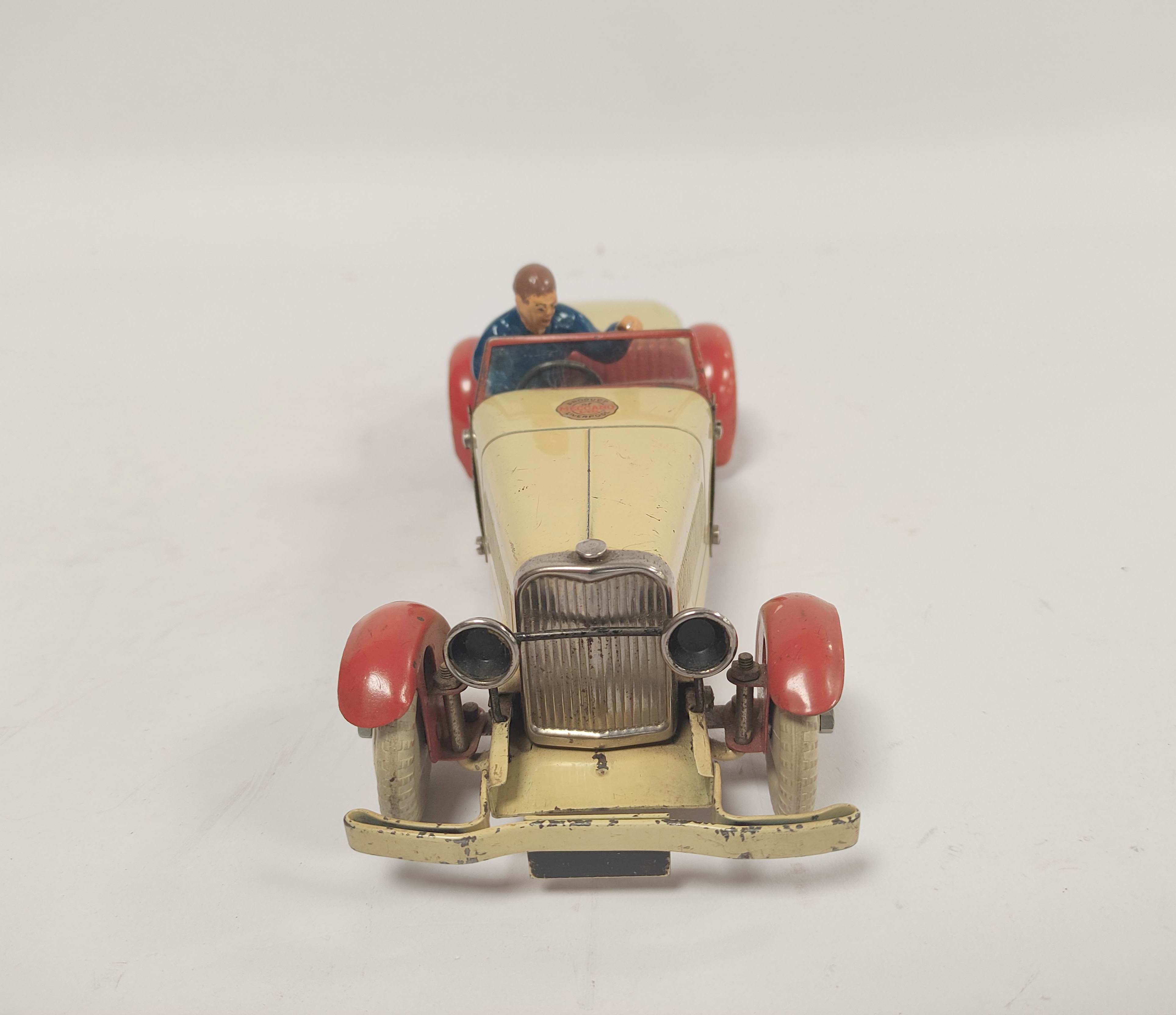 Meccano Constructors Car No 1 with cream body, red mud guards and die cast driver, Meccano Ltd stamp - Image 2 of 6