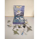 Eleven collector's model airplanes. To include a boxed Corgi Aviation Archive Lockheed Constellation