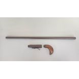 Antique 19th century percussion cap poacher's gun with segmented smooth bore screw-on barrel and