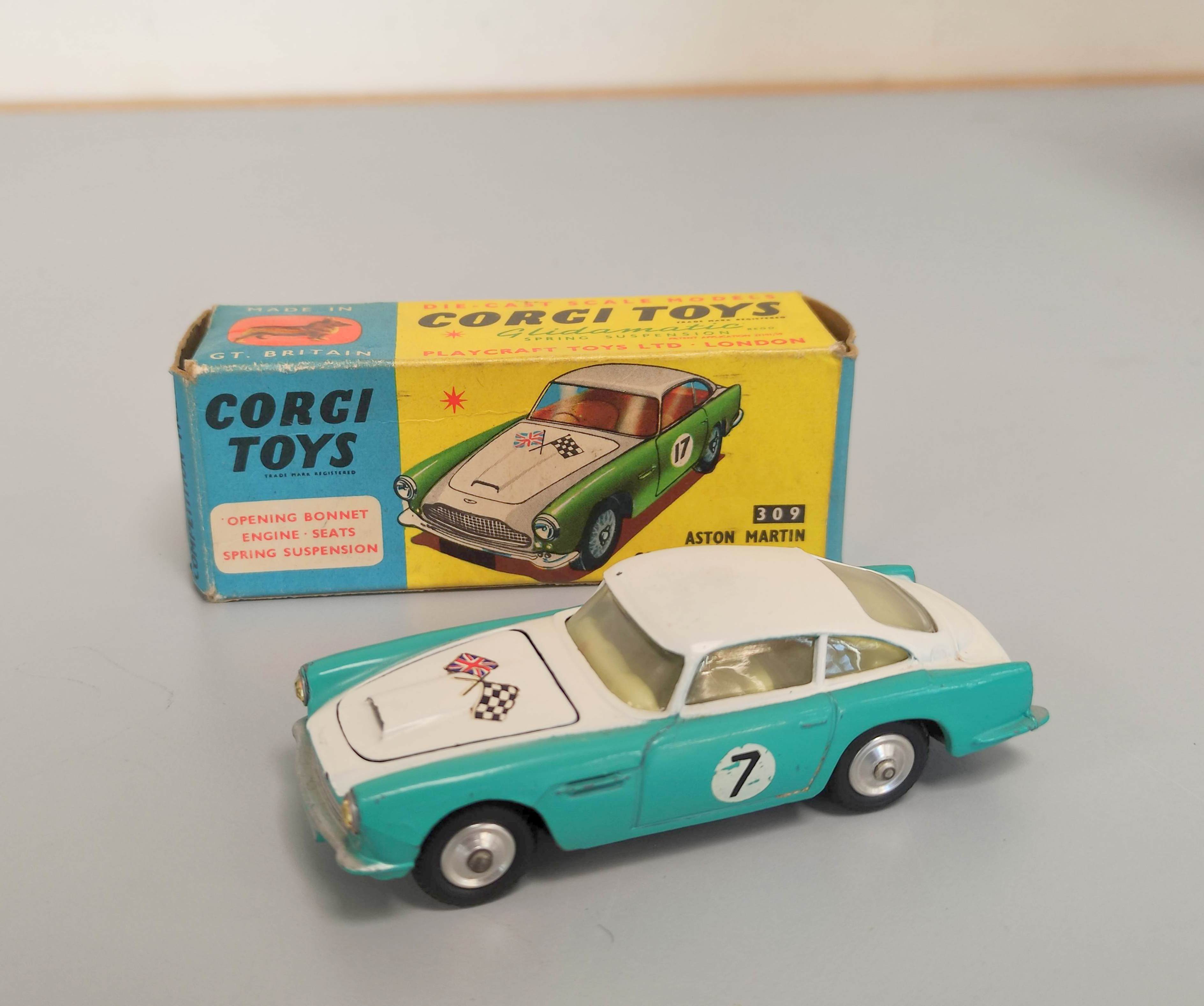 Corgi Toys- Aston Martin DB4 Competition Model no 309 complete with box.