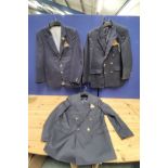 Three dress blazers to include an RAF tunic with No 15 Squadron patch in breast pocket, Merchant
