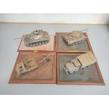 Four collector's model military vehicles. To include a M60A1 U.S Tank, Berge Panzer Tiger & two