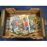 Box of Marvel Fantastic 4, etc. comics.