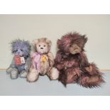 Three Charlie Bears teddies to include Elderberry CB 625136A height 36cm, Milly CB 622001A height