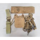 Collection of military webbing mostly of U.S origin to include a canvas rifle case, M1910 Khaki