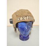 RAF 1940s/1950s type E canvas flying helmet, constructed of aertex cloth with rubber ear cups, the