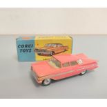 Corgi Toys- Chevrolet Impala, salmon pink model with lemon interior no 220 complete with box &