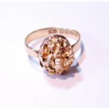18ct gold lady's ring, hallmarks for Chester, set with a nugget, 8.1g, size V.