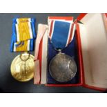 WWI Victory medal, awarded to 23718 Pte WE Rowe W. RID.R, with King George VI Coronation medal.  (2)