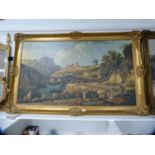 Large reproduction picture of an Joseph C Vernier painting, 'Constructions of Rome', retailed by